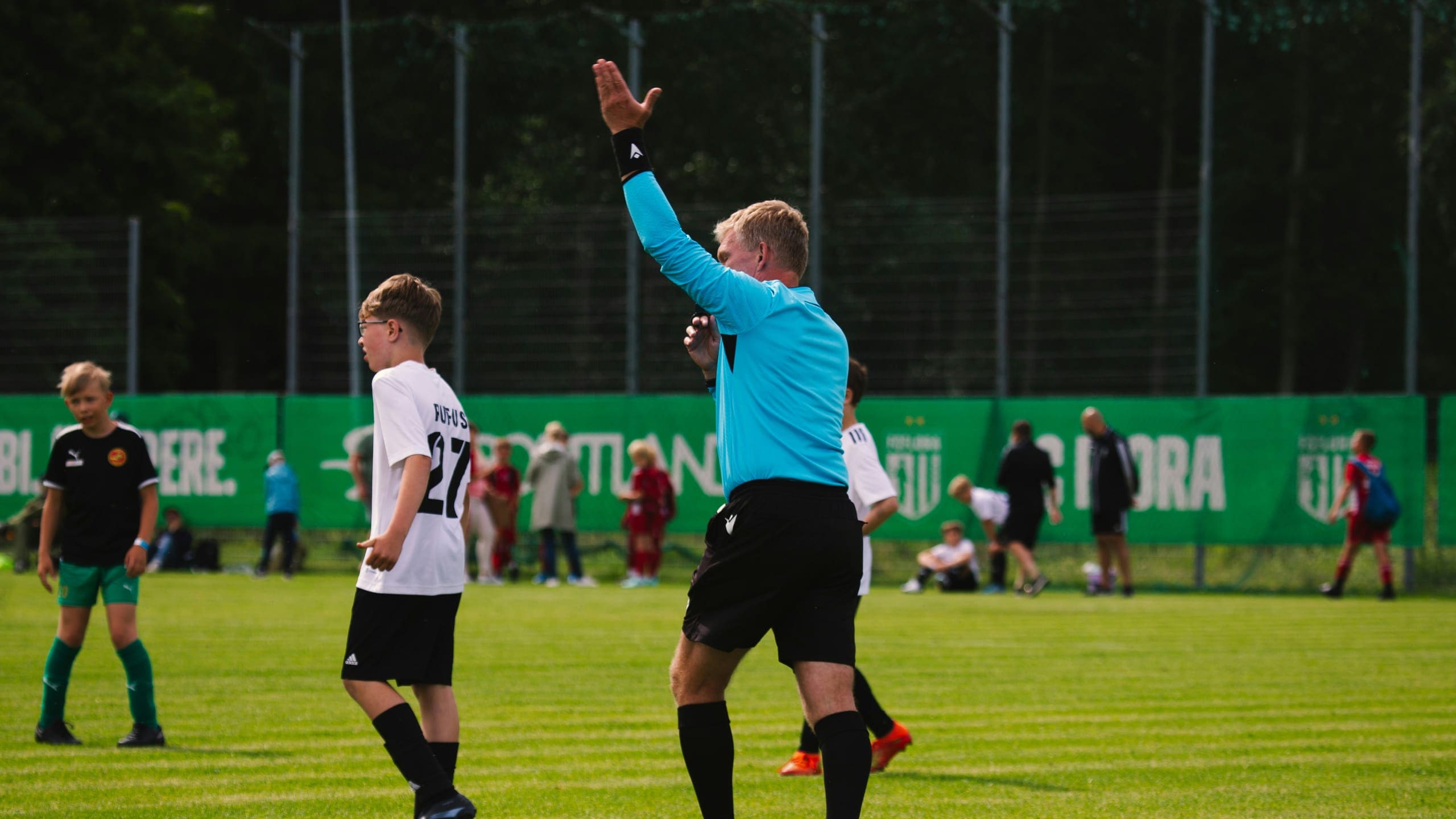 A referee signalling during a Tallinn Cup match